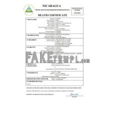 Nicaragua vital record fake death certificate Word and PDF template