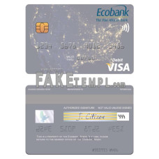 Niger Ecobank fake visa debit card photoshop template PSD