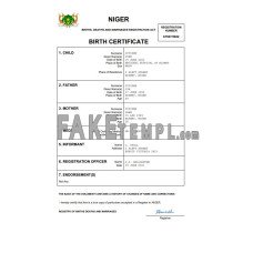 Niger fake birth certificate Word and PDF template