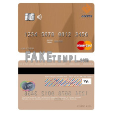 Nigeria Access Bank Plc fake mastercard photoshop template PSD