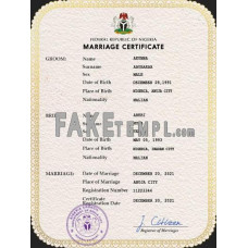 Nigeria fake marriage certificate photoshop template PSD 