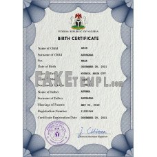 Nigeria fake vital record birth certificate photoshop template PSD 