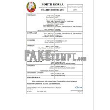 North Korea vital record fake death certificate Word and PDF template