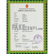 Norway fake birth certificate photoshop template PSD 