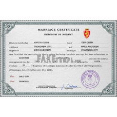 Norway fake marriage certificate photoshop template PSD 