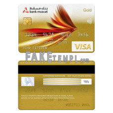 Oman Bank Muscat fake visa gold card photoshop template PSD