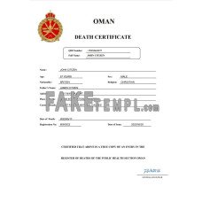 Oman vital record fake death certificate Word and PDF template