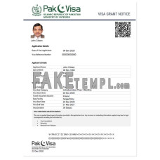 Pakistan fake e-visa Word and PDF template