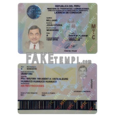 Peru fake driving license photoshop template PSD