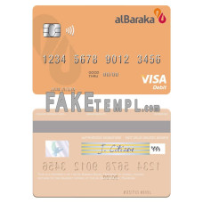 Pakistan Al Baraka Bank fake visa debit card photoshop template PSD