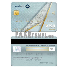 Pakistan Faysal bank fake visa classic card photoshop template PSD