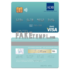 Palau ADB Bank fake visa debit card photoshop template PSD