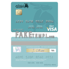 Palau Bank of Guam fake visa debit card photoshop template PSD