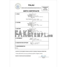 Palau fake birth certificate Word and PDF template