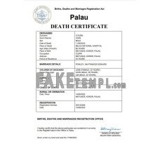 Palau vital record fake death certificate Word and PDF template