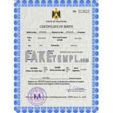 Palestine fake vital record birth certificate photoshop template PSD 