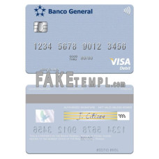 Panama Banco General fake visa credit card photoshop template PSD