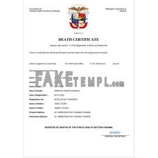 Panama fake death certificate Word and PDF template