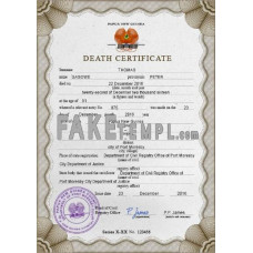 Papua New Guinea fake death certificate photoshop template PSD 