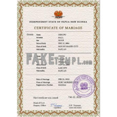 Papua New Guinea fake marriage certificate photoshop template PSD 