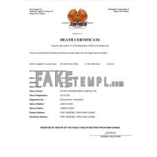 Papua New Guinea vital record fake death certificate Word and PDF template