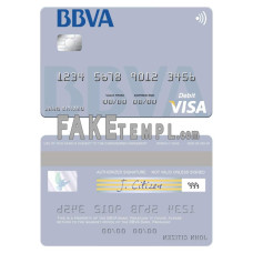 Paraguay Banco BBVA fake visa credit card photoshop template PSD