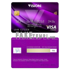 Paraguay Vision Banco bank fake visa classic card photoshop template PSD