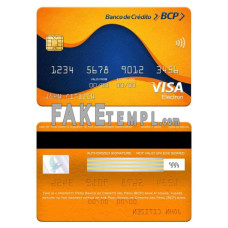 Peru Banco de Credito del Peru (BCP) bank fake visa electron card photoshop template PSD