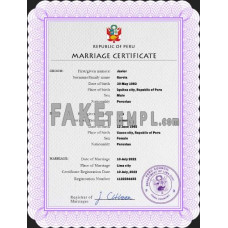 Peru fake marriage certificate photoshop template PSD 