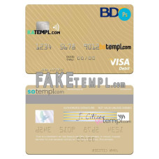 Philippines Banco de Oro fake visa debit card photoshop template PSD