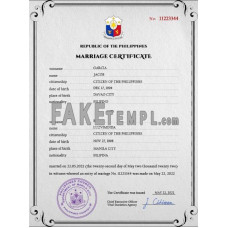 Philippines fake marriage certificate photoshop template PSD 