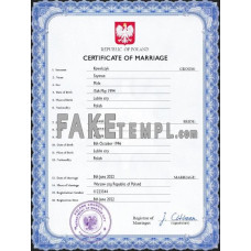 Poland fake marriage certificate photoshop template PSD 