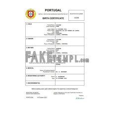 Portugal fake birth certificate Word and PDF template