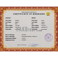 Portugal fake marriage certificate photoshop template PSD 