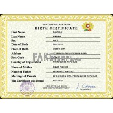 Portugal fake vital record birth certificate photoshop template PSD 