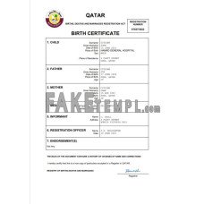 Qatar vital record fake birth certificate Word and PDF template