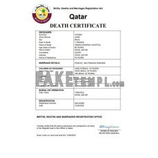 Qatar vital record fake death certificate Word and PDF template