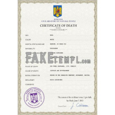 Romania fake death certificate photoshop template PSD 