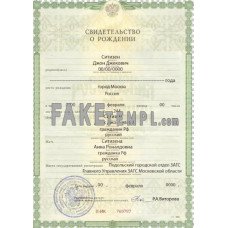 Russia birth certificate (Свидетельство о рождении) template in PSD format, version 2