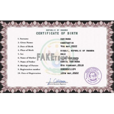 Rwanda fake birth certificate photoshop template PSD 