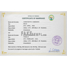 Rwanda fake marriage certificate photoshop template PSD 