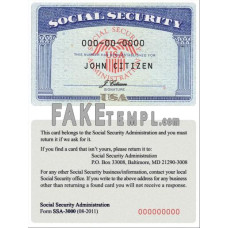 USA fake SSN (social security card, number) photoshop template PSD