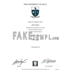 United Kingdom Hull University fake diploma photoshop template PSD