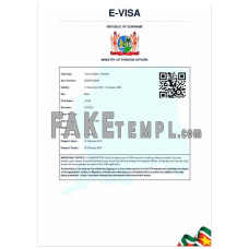 Suriname fake electronic travel visa photoshop template PSD