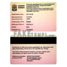 Sweden fake permanent residence card photoshop template PSD 