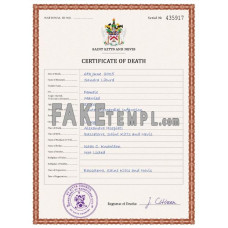 Saint Kitts and Nevis fake death certificate photoshop template PSD 