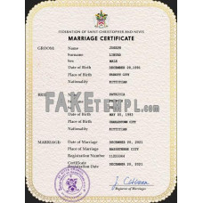 Saint Kitts and Nevis fake marriage certificate photoshop template PSD 