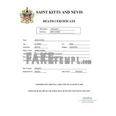 Saint Kitts and Nevis vital record fake death certificate Word and PDF template