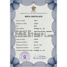 Saint Kitts fake vital record birth certificate photoshop template PSD 