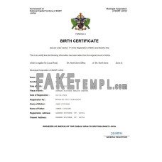 Saint Lucia fake birth certificate Word and PDF template